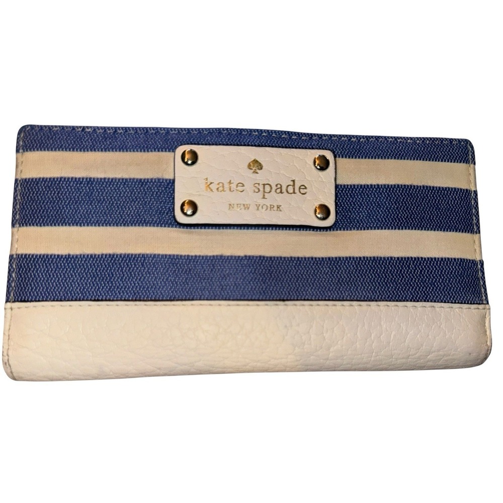 Kate Spade Southport Avenue Stacy Wallet - Blue White Stripe - Matches Cora Bag - Picture 2 of 7